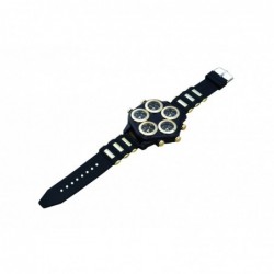 Fashionable sports watch - five time zone - large dial - silicone strap