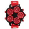 Fashionable sports watch - five time zone - large dial - silicone strap