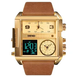 Sportquarzuhr - 3 Zeitzone - LED - Lederband