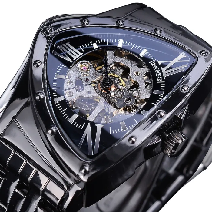 RelojesReloj triangular automático - esfera esqueleto - resistente al agua - acero inoxidable