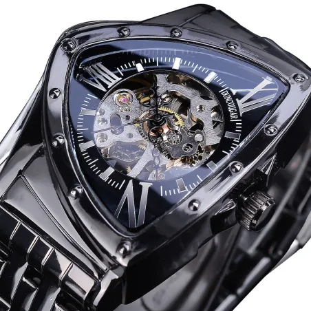 RelojesReloj triangular automático - esfera esqueleto - resistente al agua - acero inoxidable