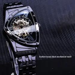 Automatic triangle watch - skeleton dial - waterproof - stainless steel