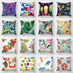 Cushion covers - flowers / rainbow / feathers - 40 * 40cm - 45 * 45cm - 50 * 50cm - 55 * 55cm - 60 * 60cm