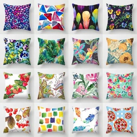 Cushion covers - flowers / rainbow / feathers - 40 * 40cm - 45 * 45cm - 50 * 50cm - 55 * 55cm - 60 * 60cm