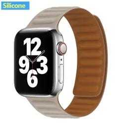 Apple watch band - silicone - leather - magnetic strap - 38mm / 40mm / 42mm / 44mm