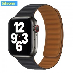Apple watch - silicone / leather magnetic strap - 38mm - 42mm