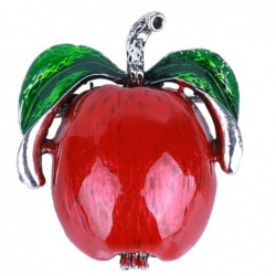 Red green apple brooch - rhinestone