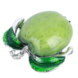 Red green apple brooch - rhinestone
