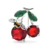 Double crystal cherries with a bee - brooch