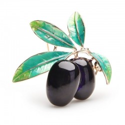 Double olives with a leaf - brooch