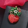 Red flower / apple - crystal brooch