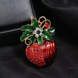 BrochesRed flower apple brooch