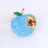 Blue bitten apple with crystals - brooch