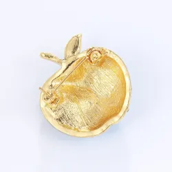 Blue bitten apple brooch - with crystal decoration