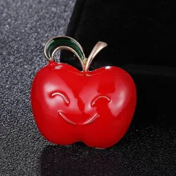 Apple with a smiling face - brooch
