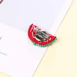 Beaded watermelon - acrylic brooch