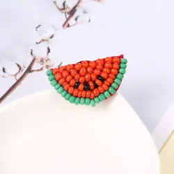 Beaded watermelon - acrylic brooch