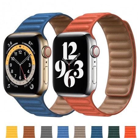 Apple watch - silicone / leather magnetic strap - 38mm - 42mm