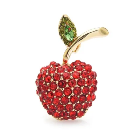 Red cherry with crystals - brooch