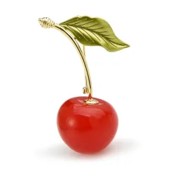 Enamel cherry brooches