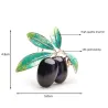Purple olives brooches - enamel