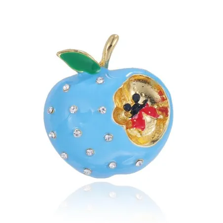Blauw gebeten appel met kristallen - brocheBroches