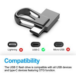 Mini memory stick - dual USB - 3.0 - OTG type-C - waterproof - rotatable- 32GB - 64GB - 128GB