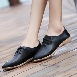 Soft moccasins - flat shoes with laces - genuine leather