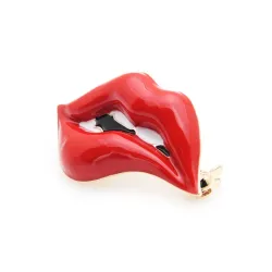 Red lips - enamel brooch