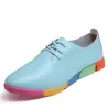 Flache Schuhe mit Regenbogensohlen - mit Schnürsenkeln - Echtleder