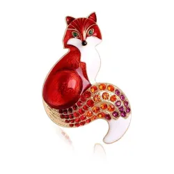 Crystal fox brooches