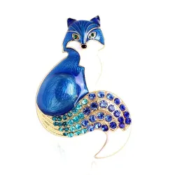 Crystal fox brooches