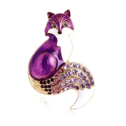 Crystal fox brooches