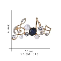 Musical notes - crystal brooch