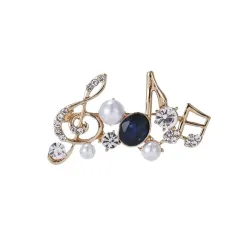 Musical notes - crystal brooch