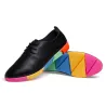 Flache Schuhe mit Regenbogensohlen - mit Schnürsenkeln - Echtleder