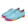 Flache Schuhe mit Regenbogensohlen - mit Schnürsenkeln - Echtleder