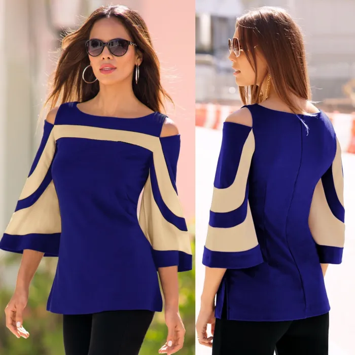Off-shoulder blus - lång ärm tunic