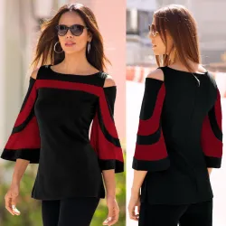Blusas y camisasblusa de hombros - túnica de manga larga