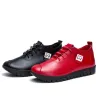 Weiche flache Schuhe - mit Schnürsenkeln - echtes Leder