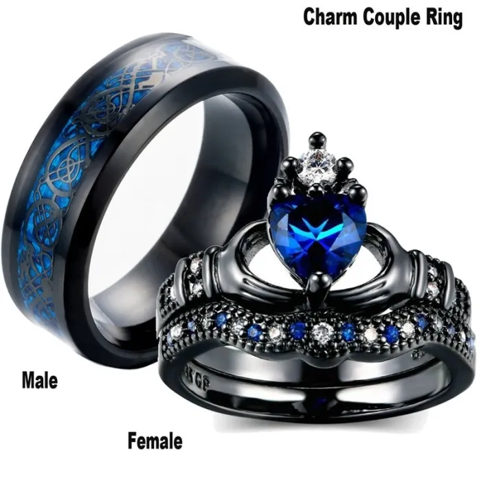 Blue zircon gems - ring for couples - for her / for him