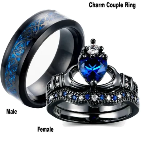 Blue zircon gems - ring for couples - for her / for him