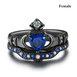 Blue zircon gems - ring for couples - for her / for him