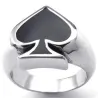 Black poker heart - stainless steel ring
