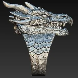 Stainless steel ring with a dragon head - Punk / Gothic style