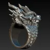 Edelstalen ring met drakenkop - Punk / Gothic stijlRingen
