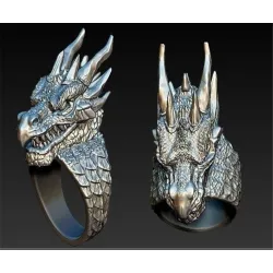 Edelstalen ring met drakenkop - Punk / Gothic stijlRingen