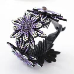 Pinzas de cabelloFloral hair clip - bun claw holder - with sparkling rhinestones