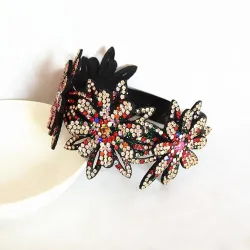 Floral hair clip - bun maker - claw - with sparkling rhinestonesHair clips