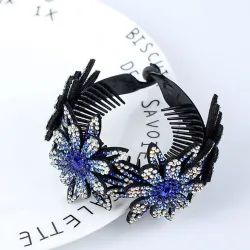 Pinzas de cabelloFloral hair clip - bun claw holder - with sparkling rhinestones